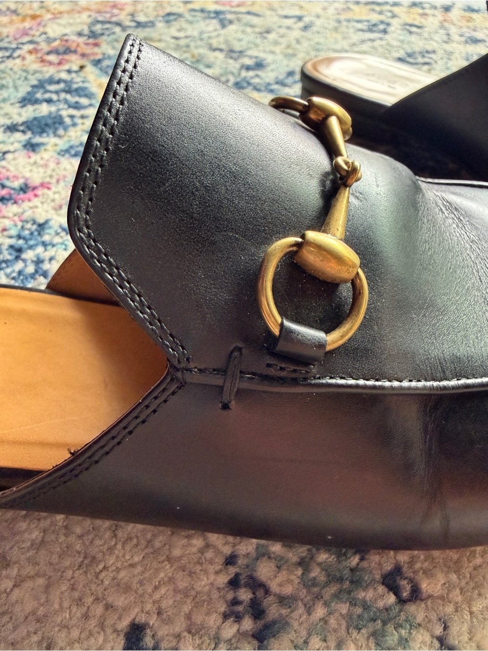 Gucci Black Princetown Leather Women's Horsebit Backless Loafers - Picture 2 of 7